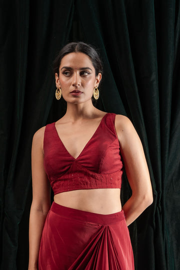 Embroidered Burgundy Blouse