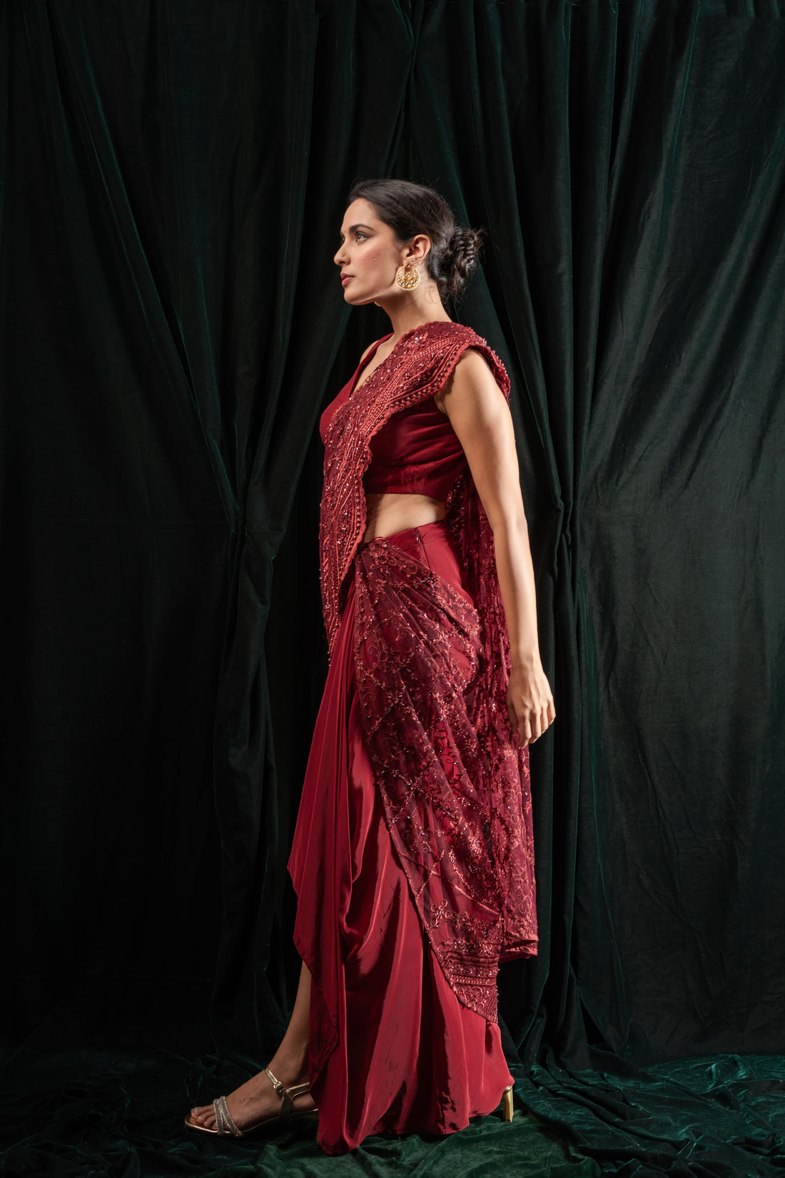 Scarlet Half Sari Drape